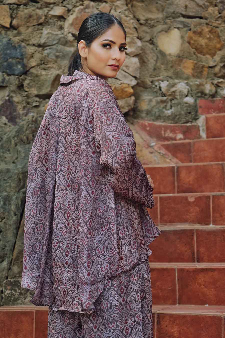 Ikat Print Loose Fit Shirt