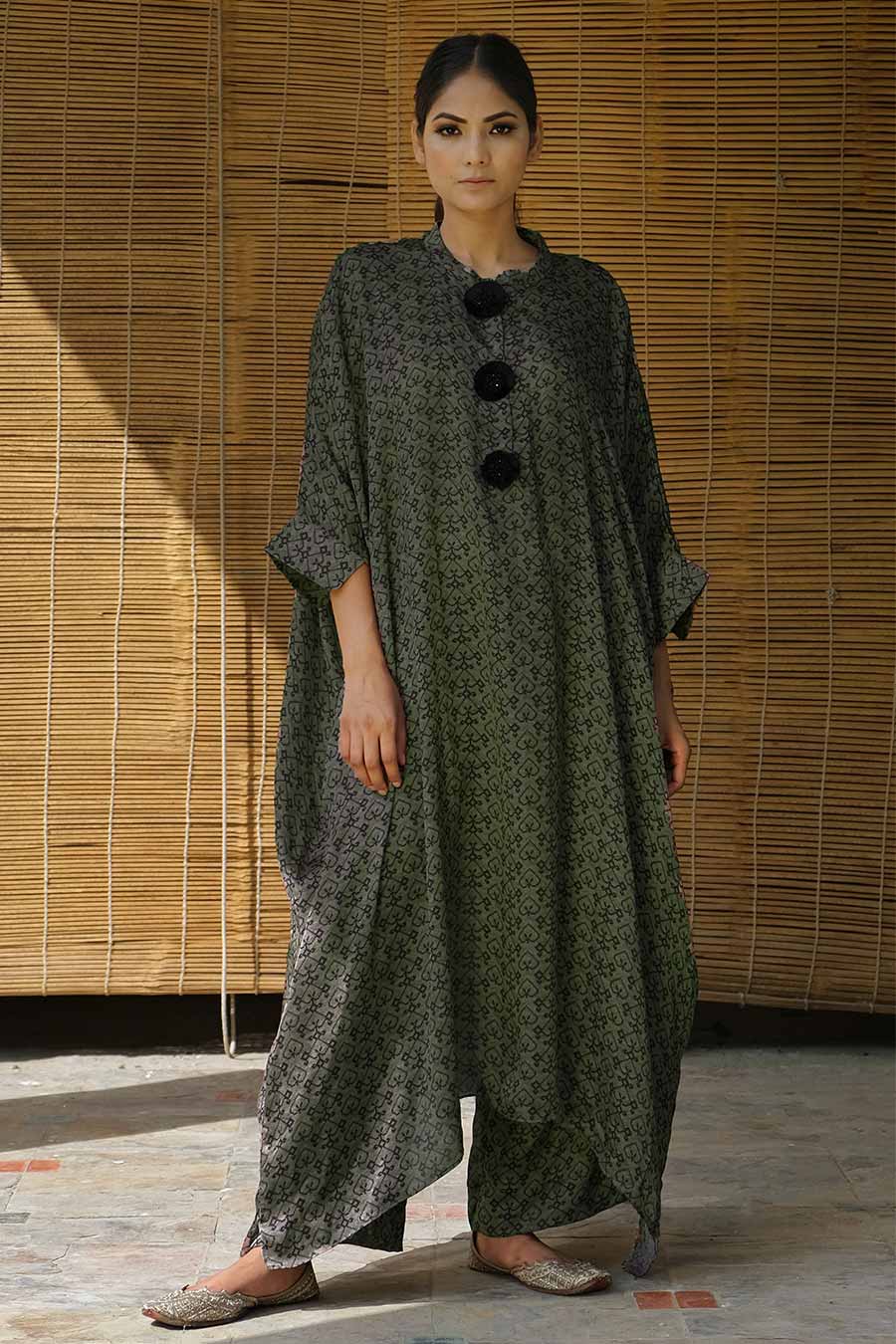 Heart Print Kaftan & Pant Co-Ord Set