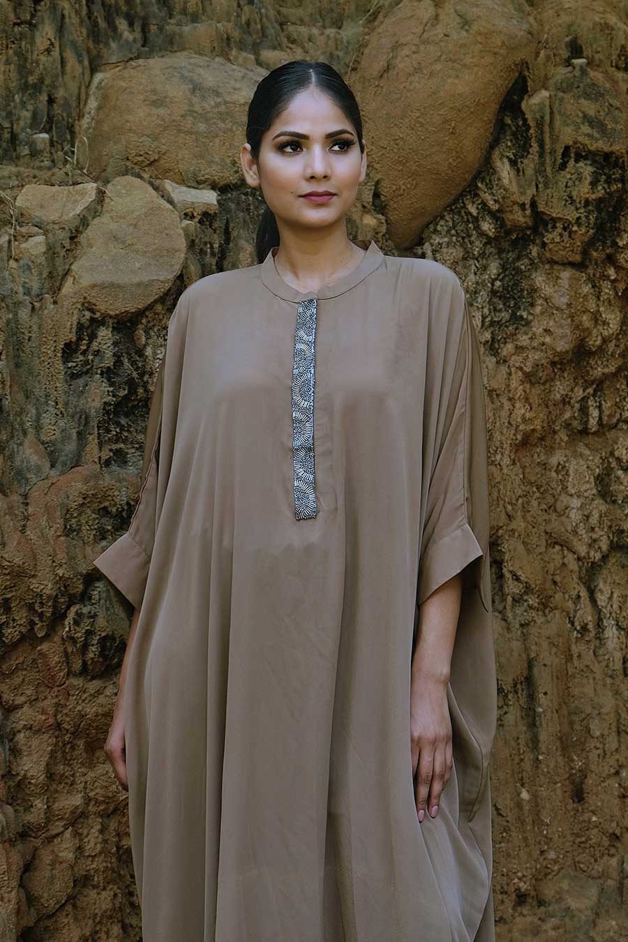 Beige Loose Fit Kaftan