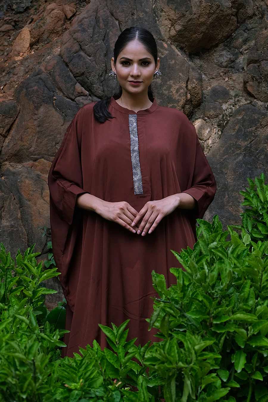Maroon Kaftan & Pant Co-Ord Set