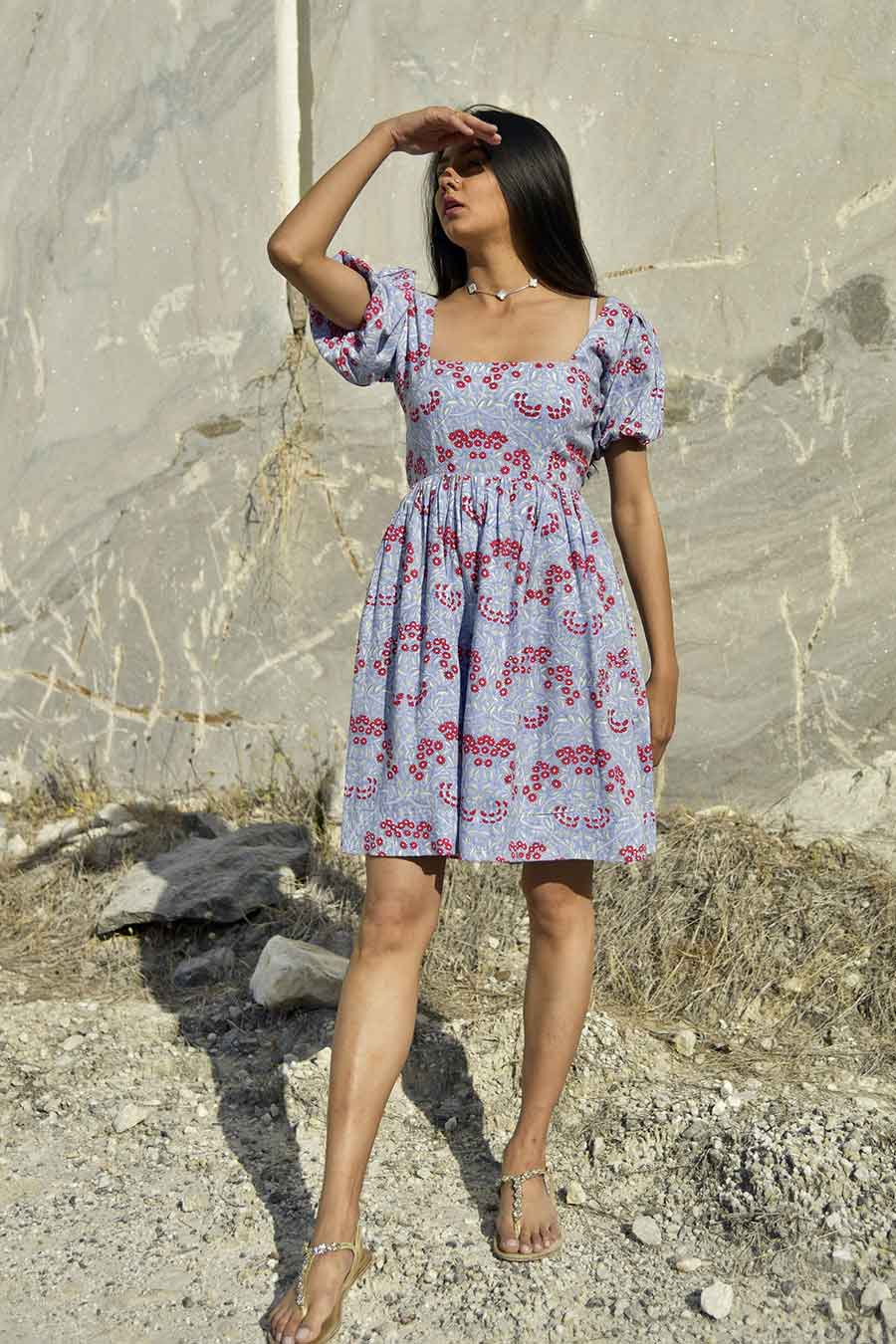 Mirai Blue Handblock Print Dress