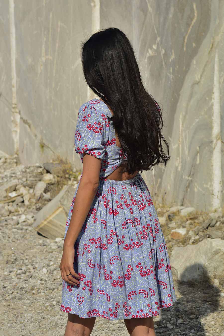 Mirai Blue Handblock Print Dress