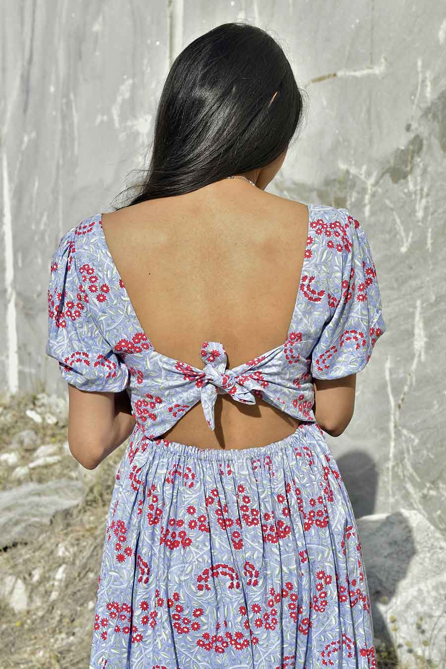 Mirai Blue Handblock Print Dress