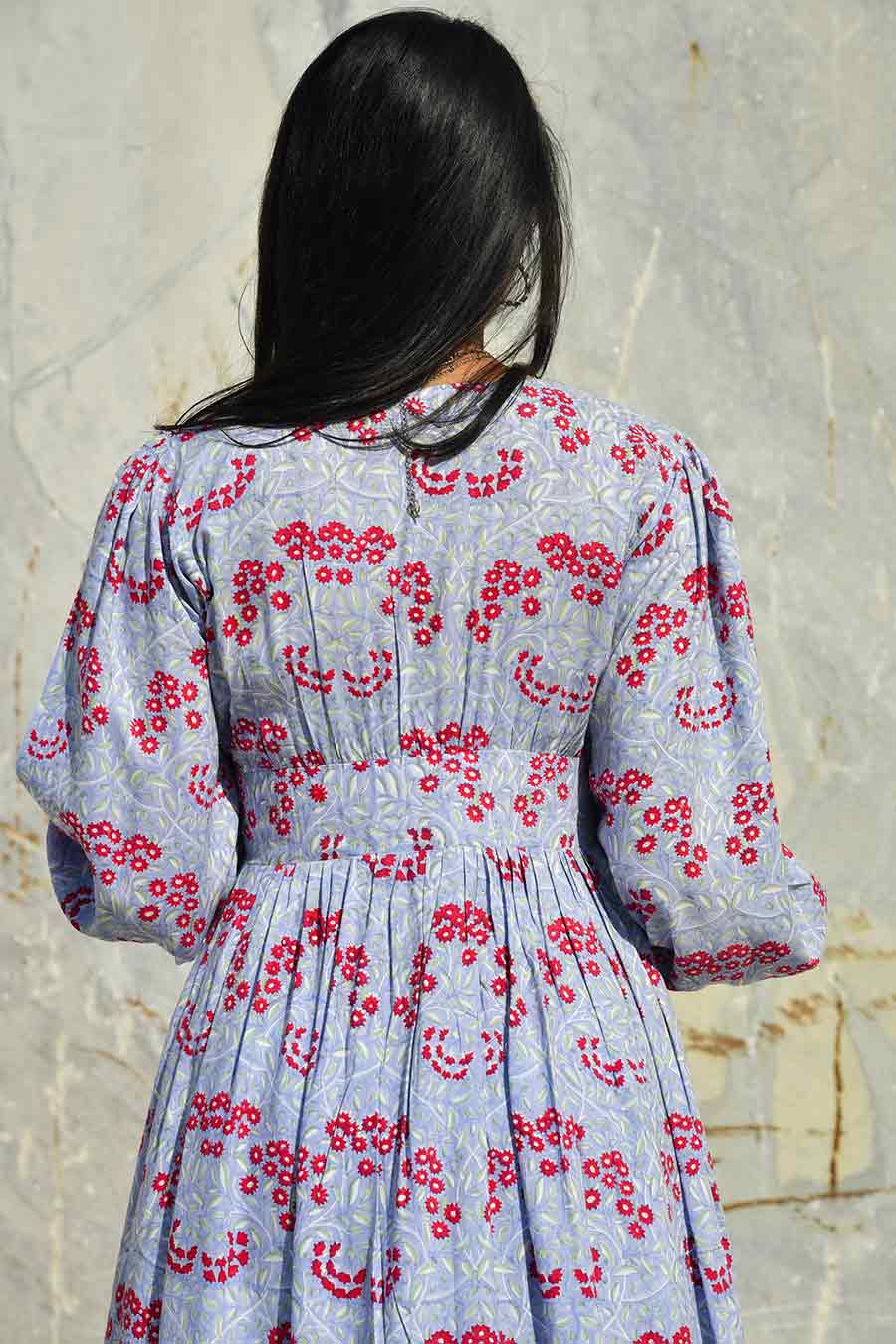 Kensho Blue Handblock Print Dress