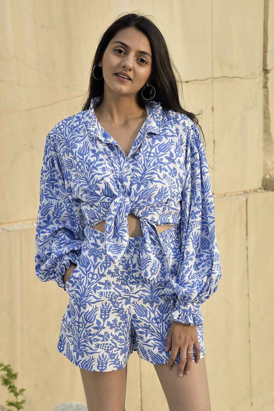 Yugen Blue Handblock Print Shirt