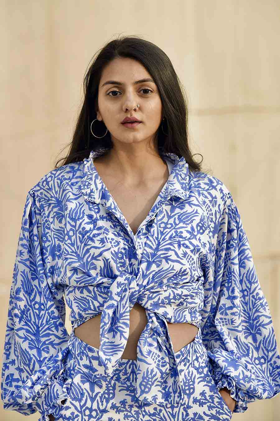 Yugen Blue Handblock Print Shirt