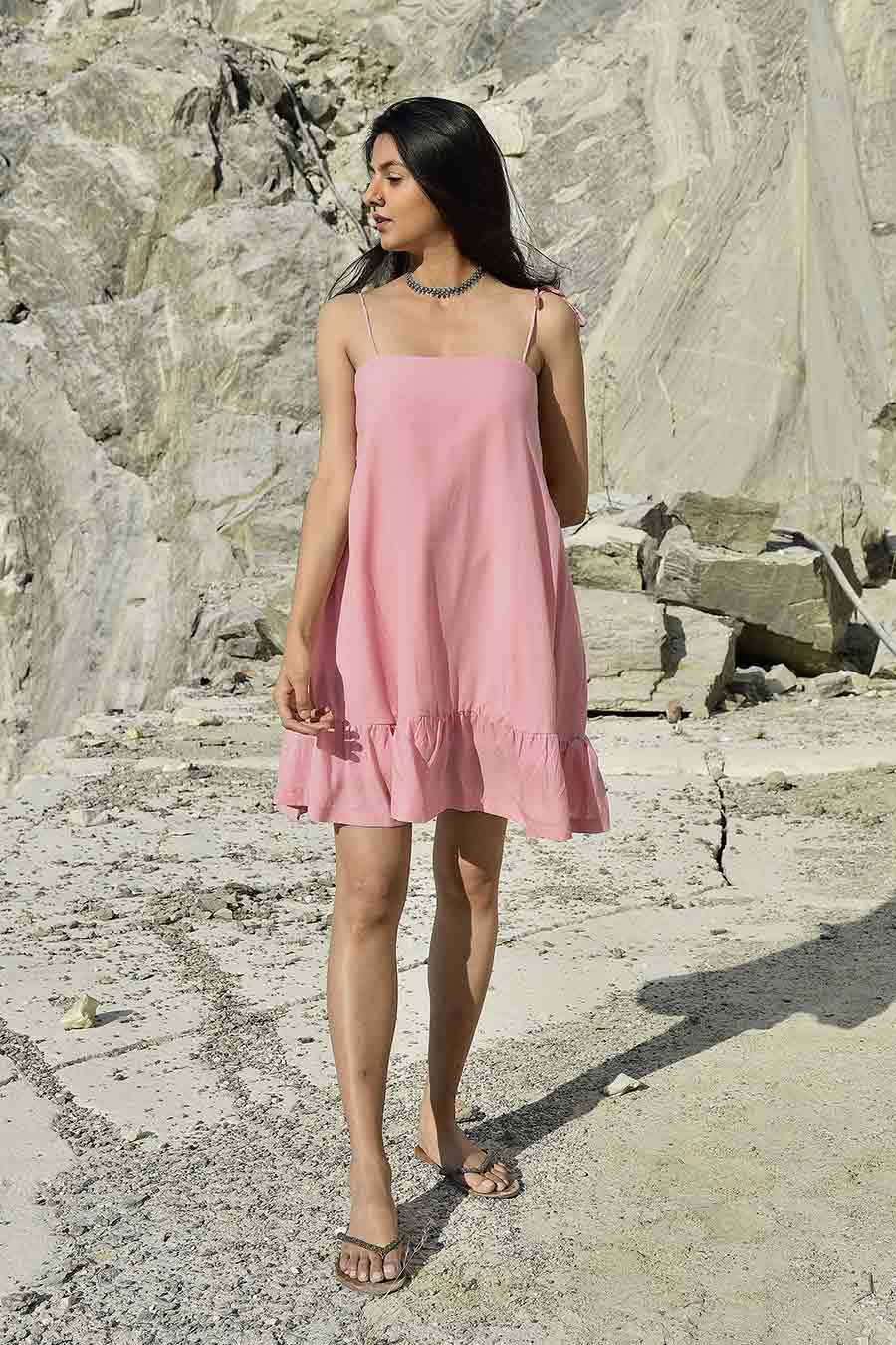 Kei Pink Strappy Short Dress