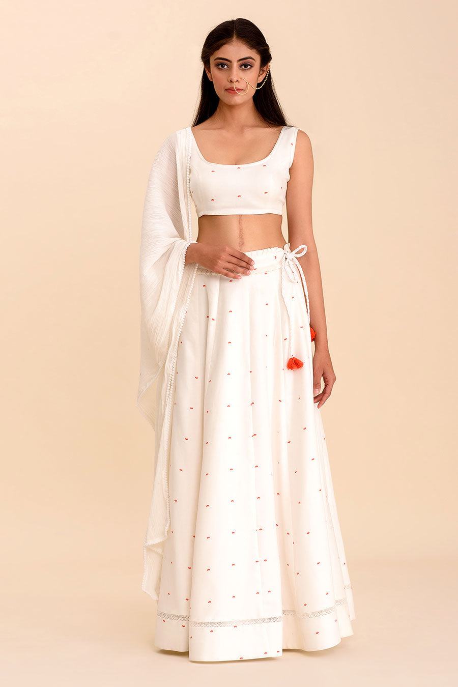 TULUA - White Printed Lehenga Set
