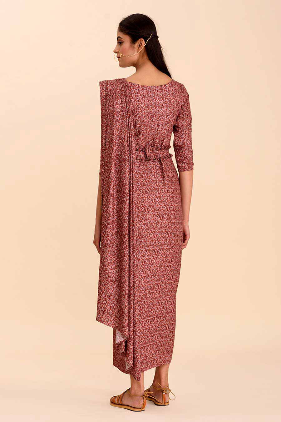 DHRUVA - Pre Draped Printed Saree Dress