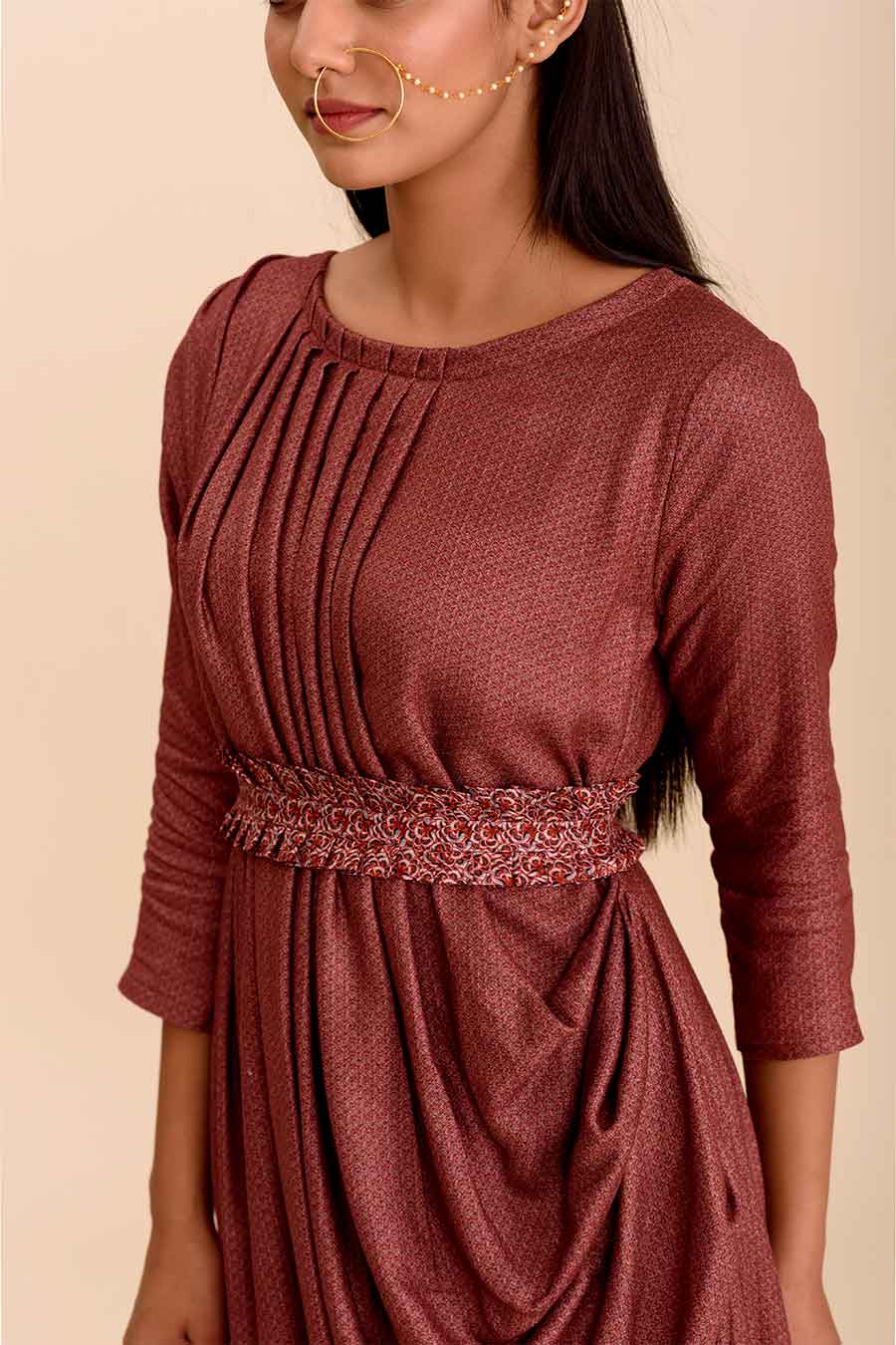 PUSHP - Pre Draped Printed Saree Dress