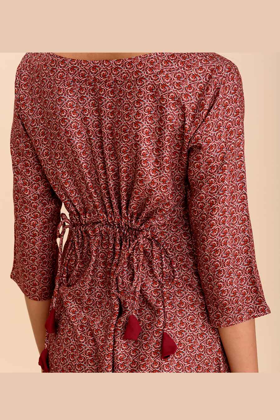 VIDHI - Plum Printed Dhoti Jumpsuit