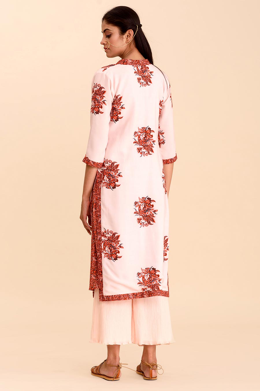 SAMAA - Red Printed Kurta Set with Jacket