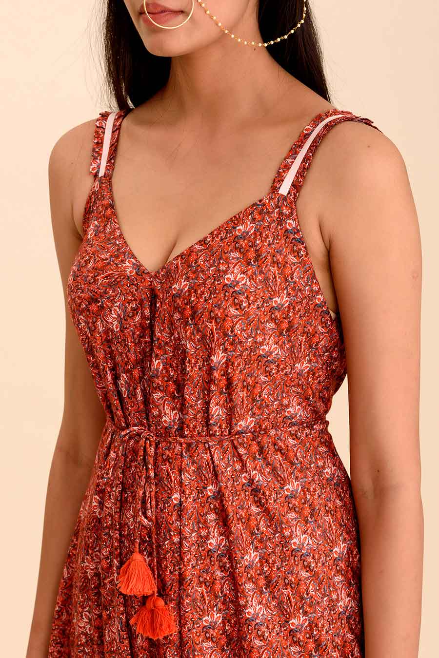 SARGUN - Red Printed Palazzo Jumpsuit