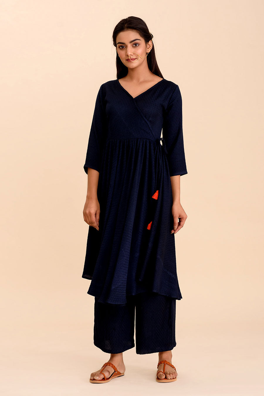 SAANJH - Navy Blue Kurta & Pant Set