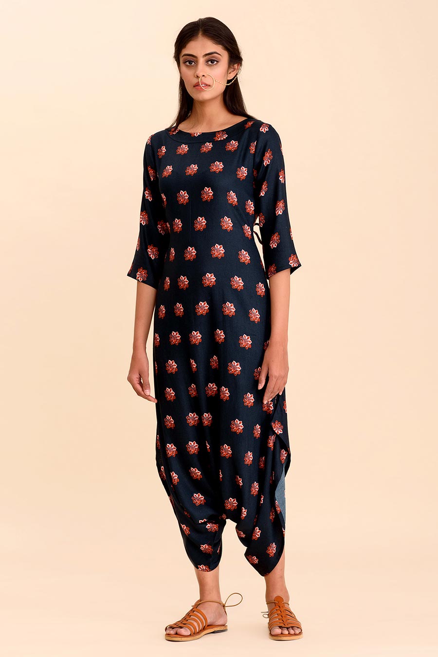HEER - Blue Printed Dhoti Jumpsuit