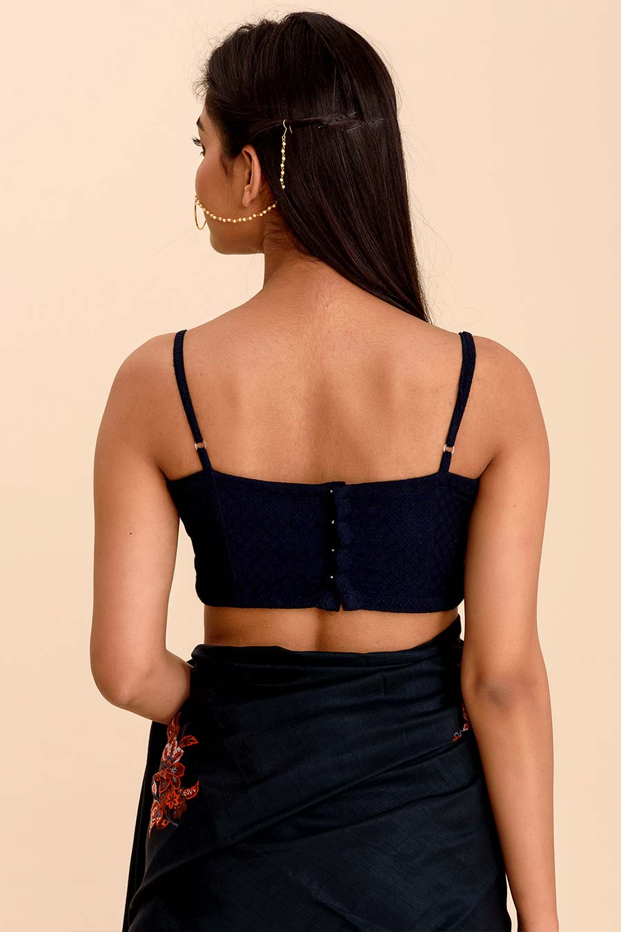 PANNA - Blue Textured Crop Top Blouse