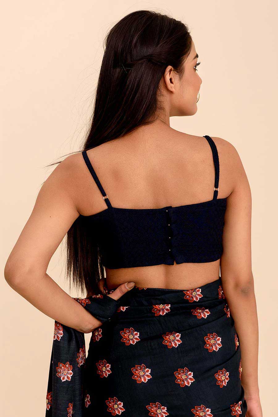 PANNA - Blue Textured Crop Top Blouse