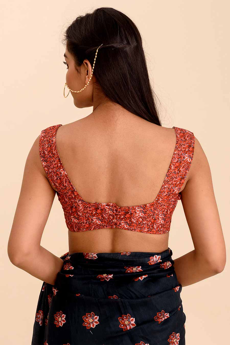 MUKTI - Red Printed Crop Top Blouse