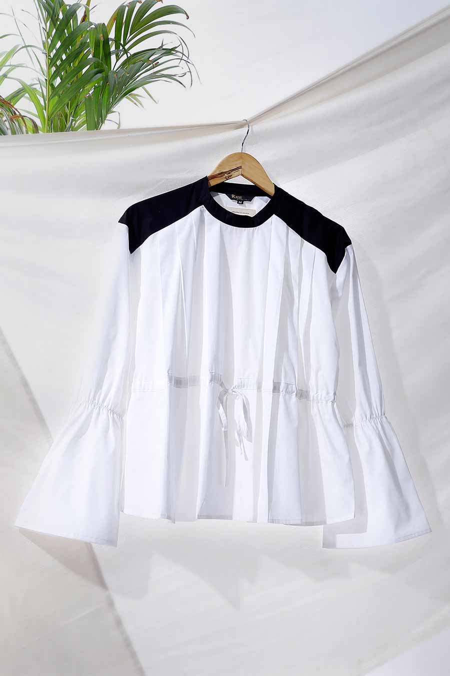 White Contrast Detailed Top