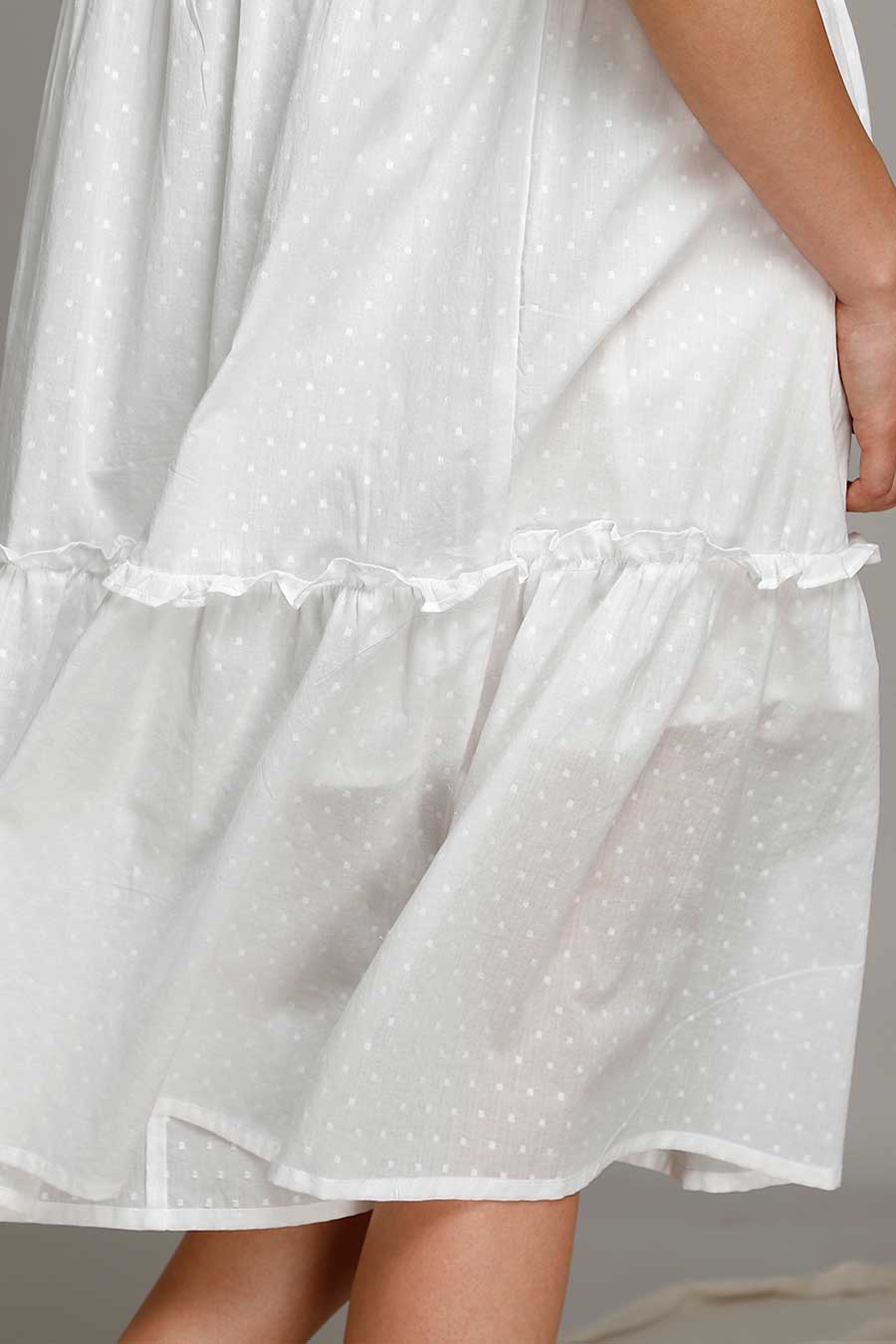 White Tiered Midi Dress