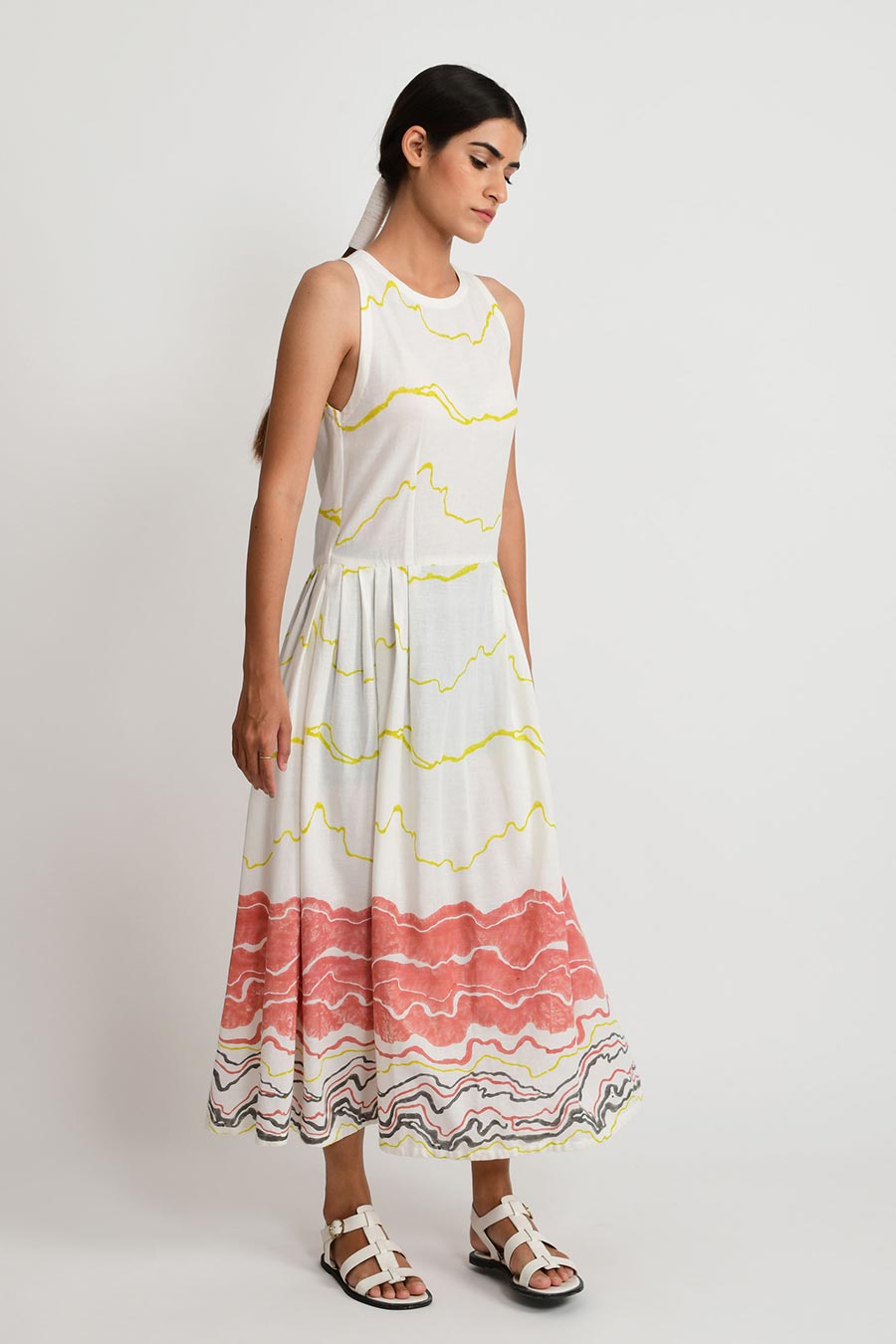 Salmon Pleated Dress