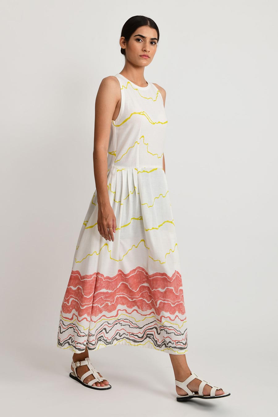 Salmon Pleated Dress