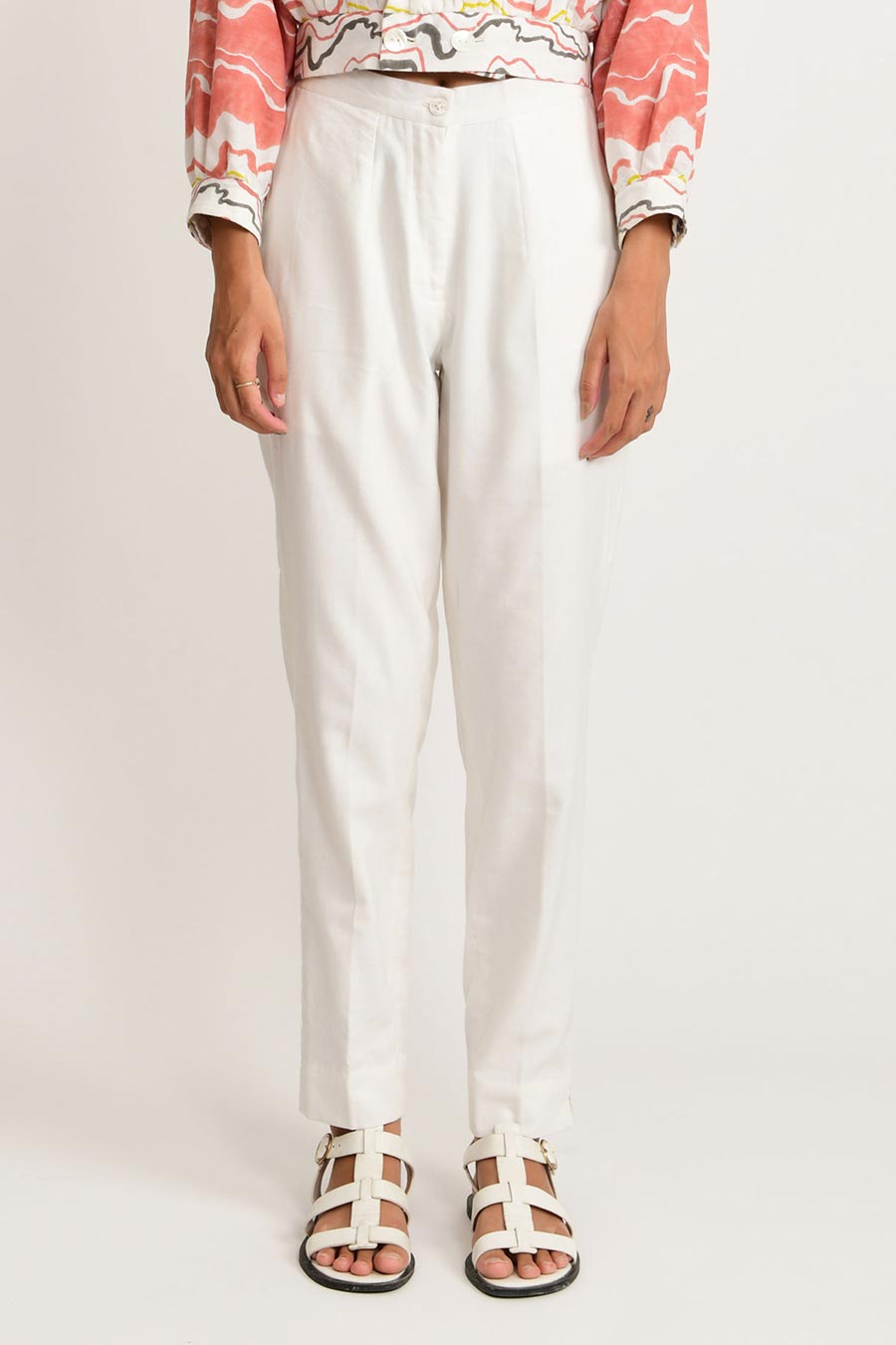 White Straight Sand Pants