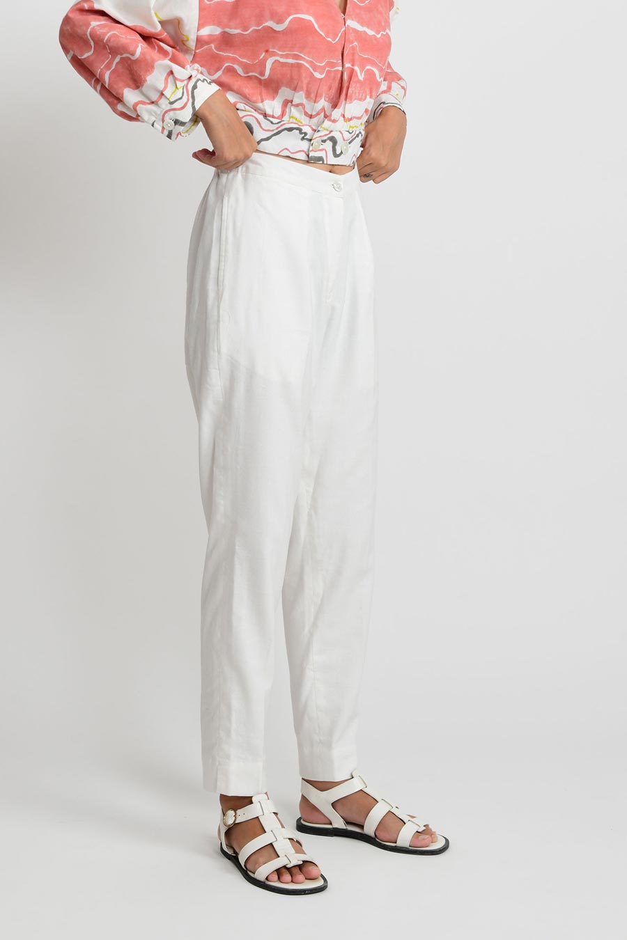 White Straight Sand Pants