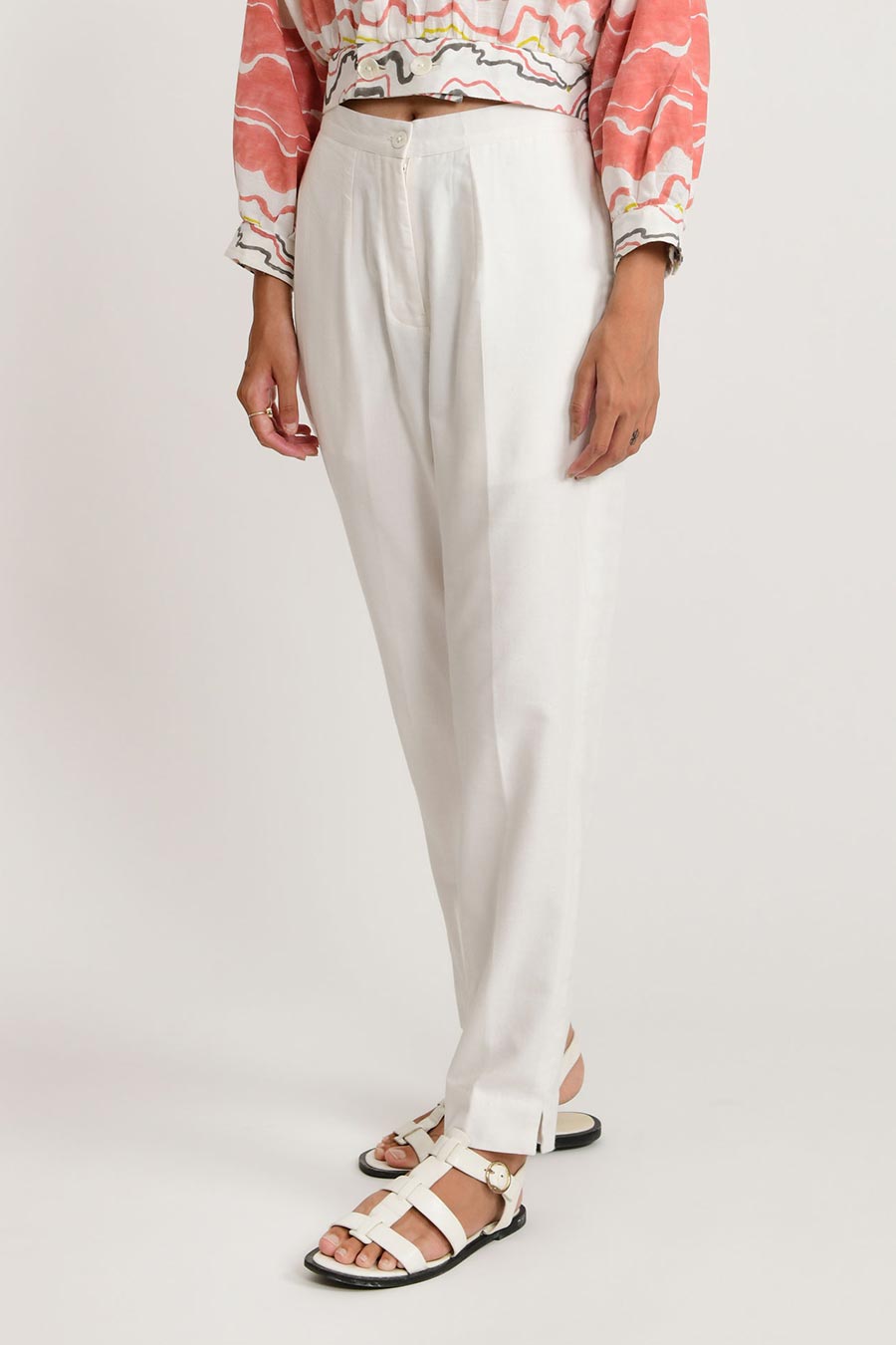 White Straight Sand Pants