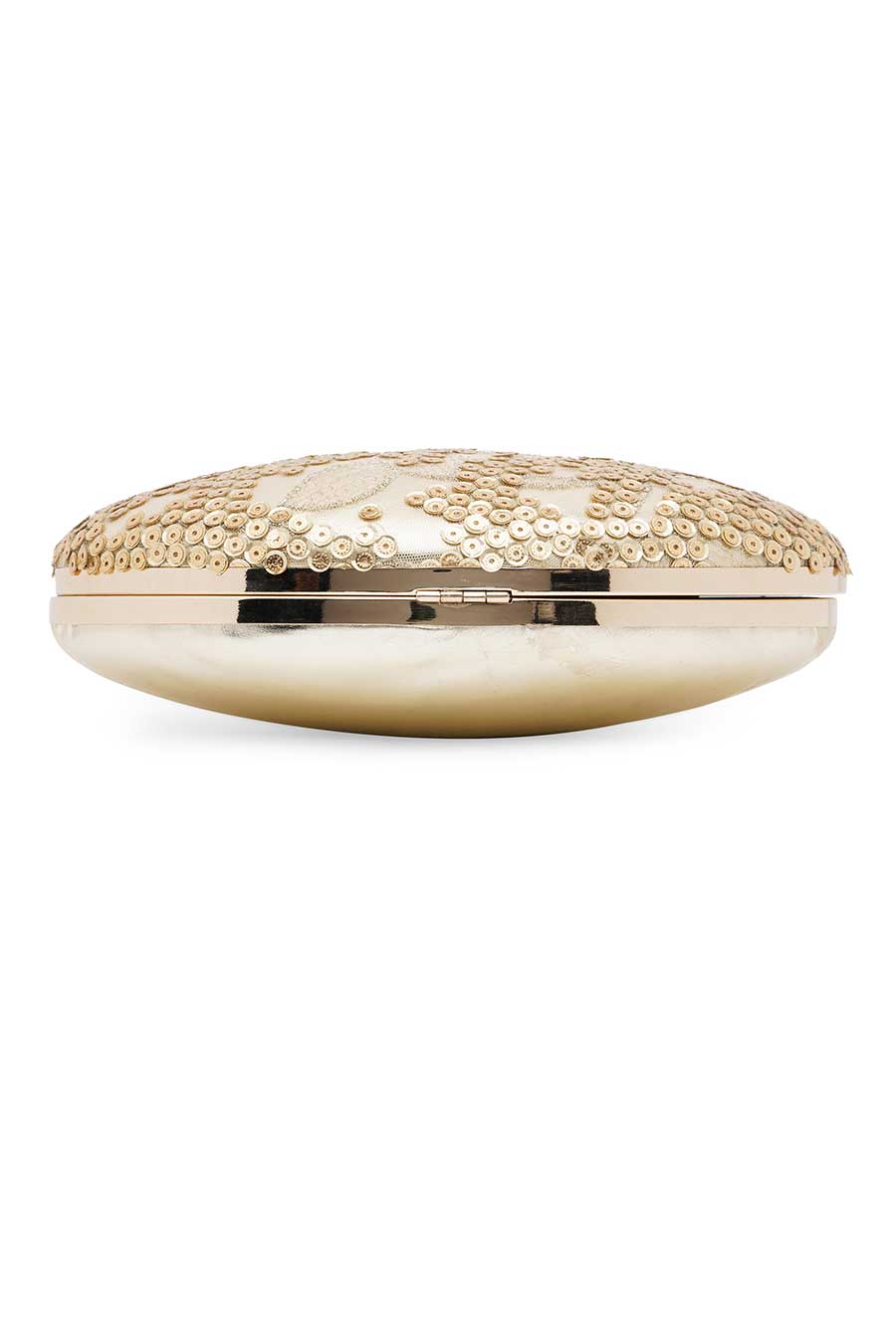Gold Oval Embroidered Clutch