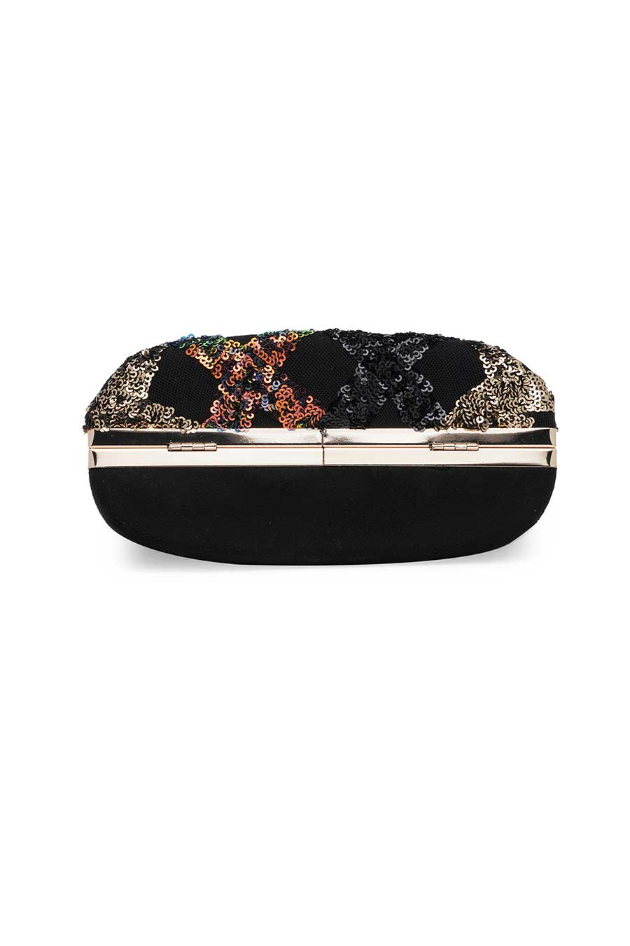 Black Embroidered Purse Style Clutch