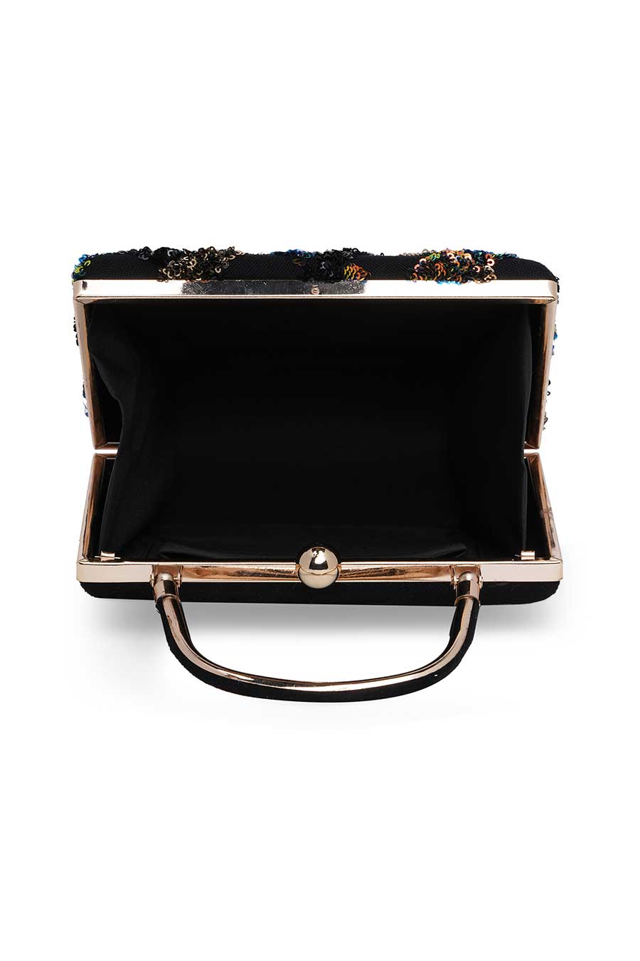 Black Embroidered Purse Style Clutch