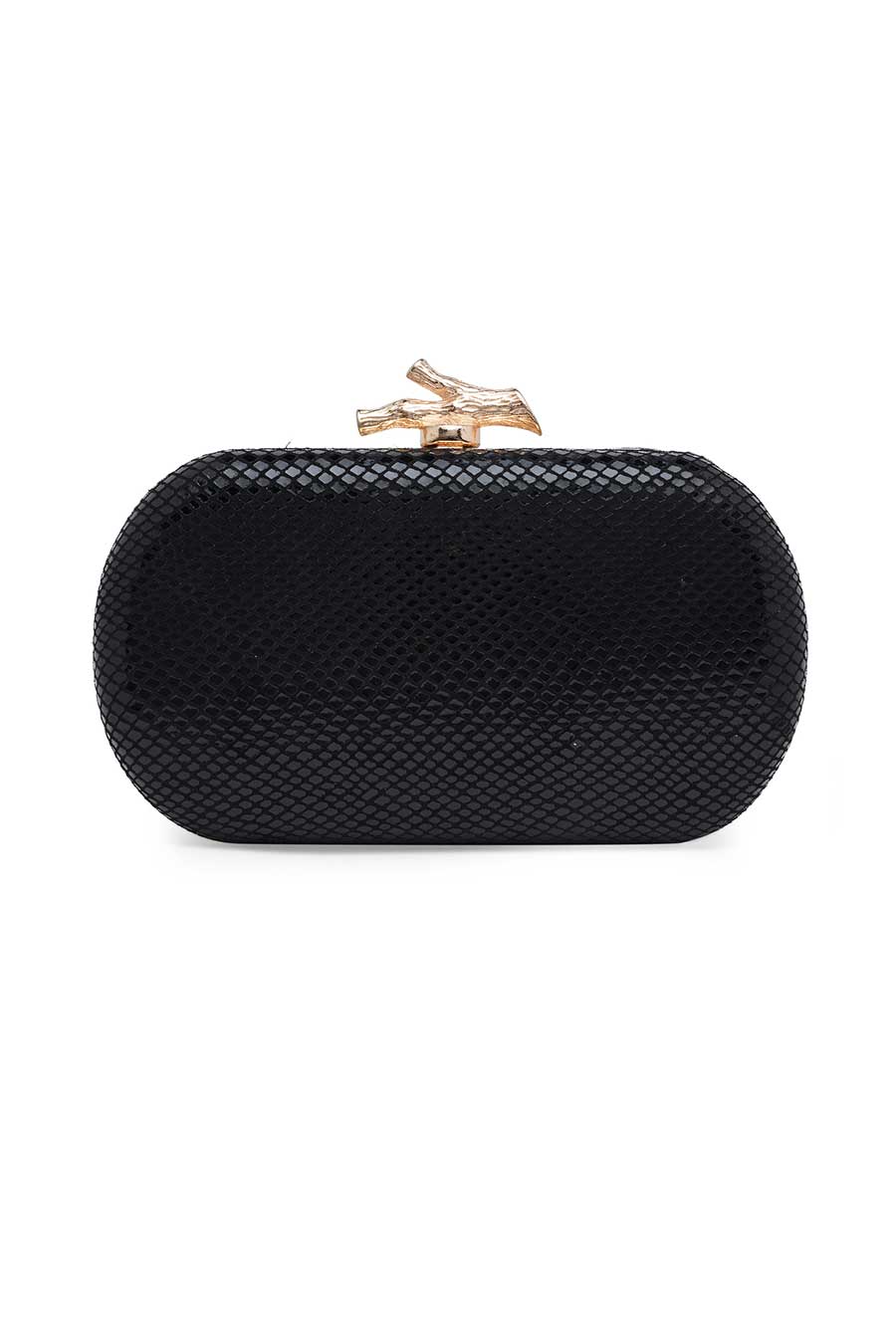 Black Embellished Leather Clutch