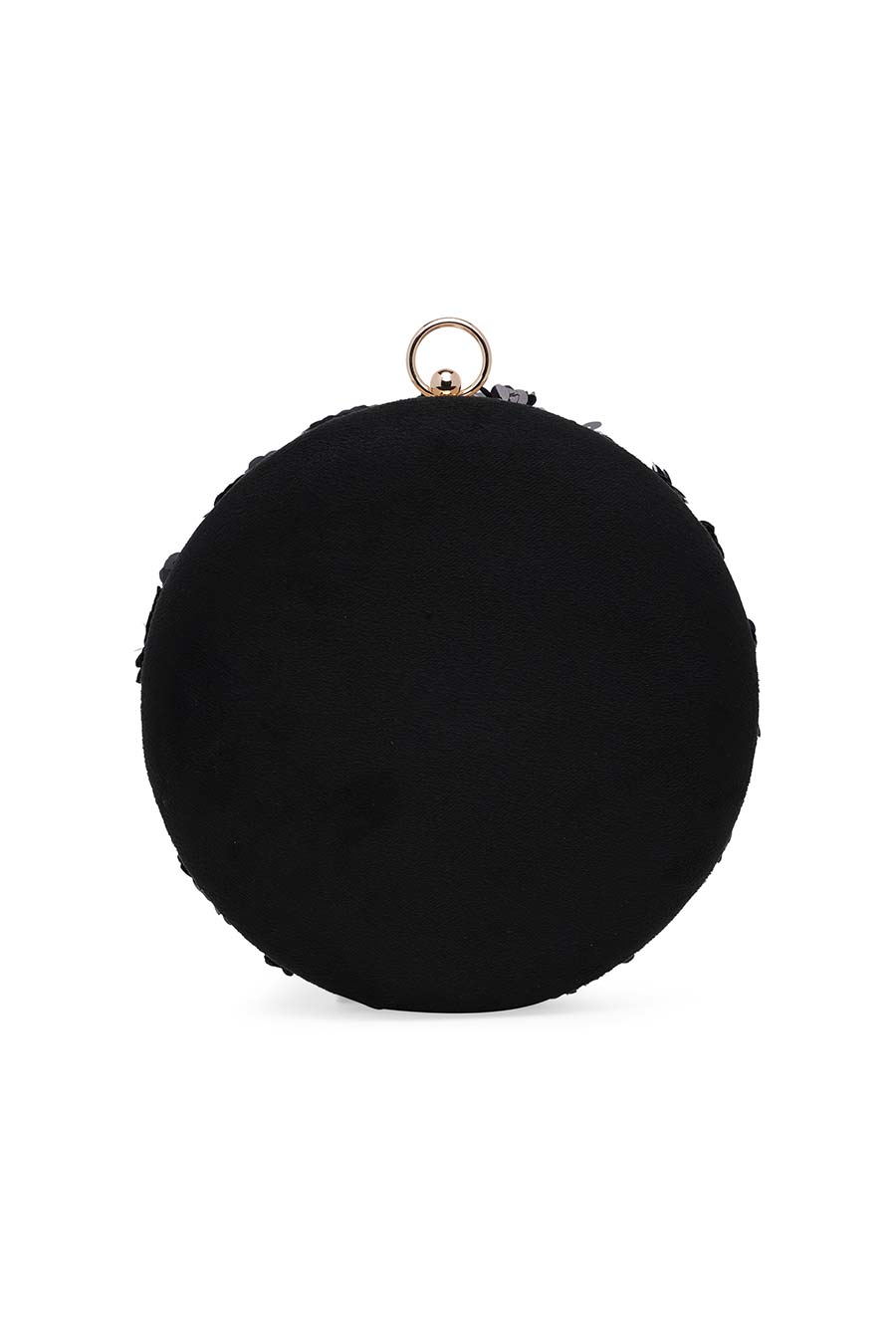 Black Floral Sequin Round Clutch
