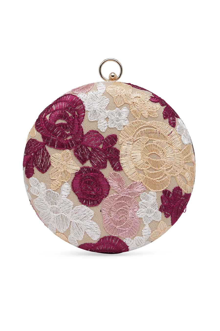 Floral Crochet Round Clutch