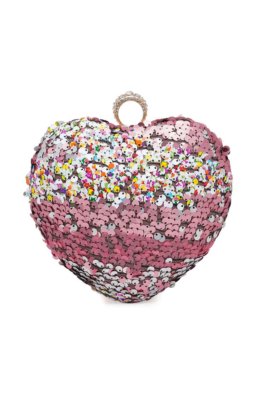 Pink Heart Sequin Clutch