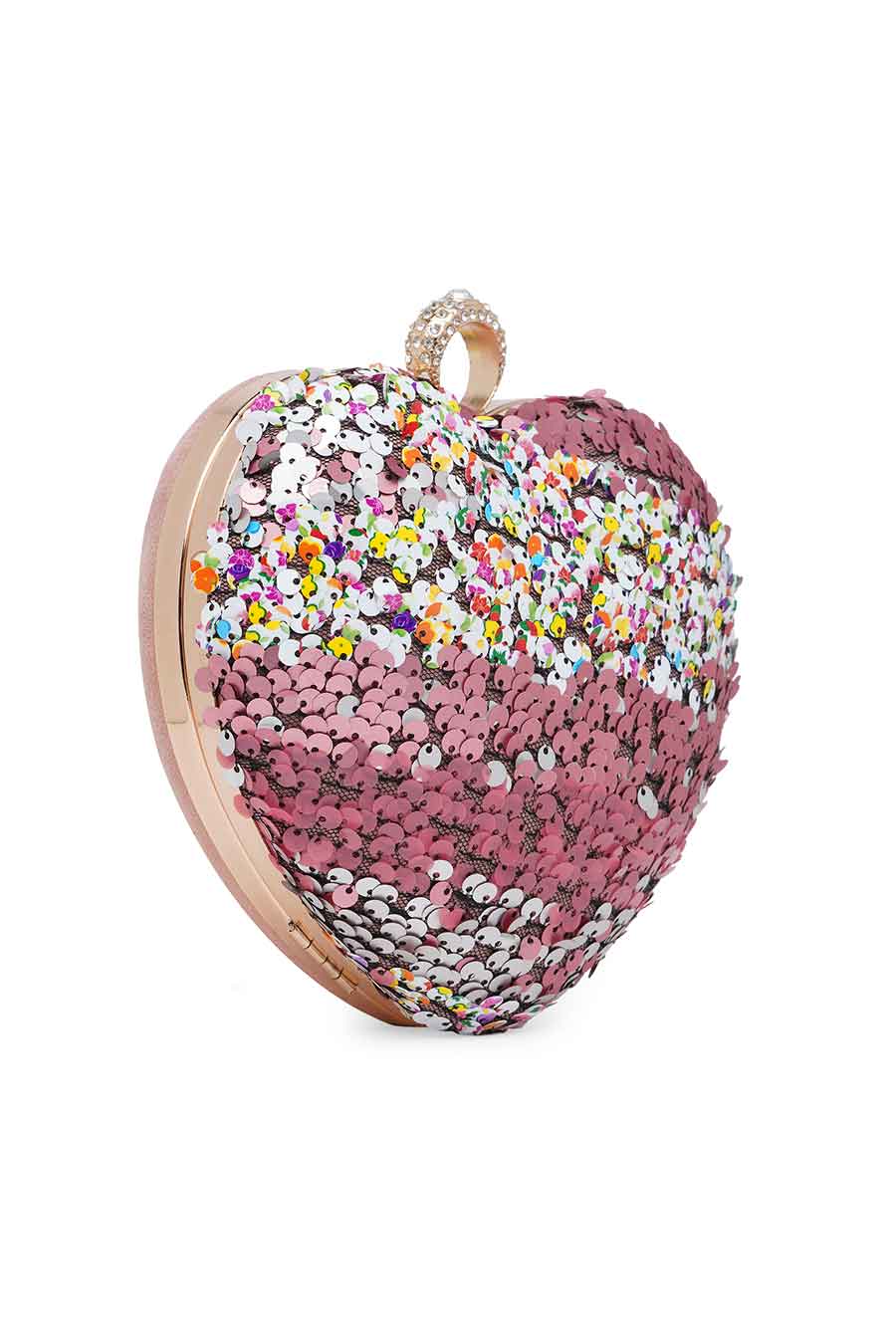 Pink Heart Sequin Clutch