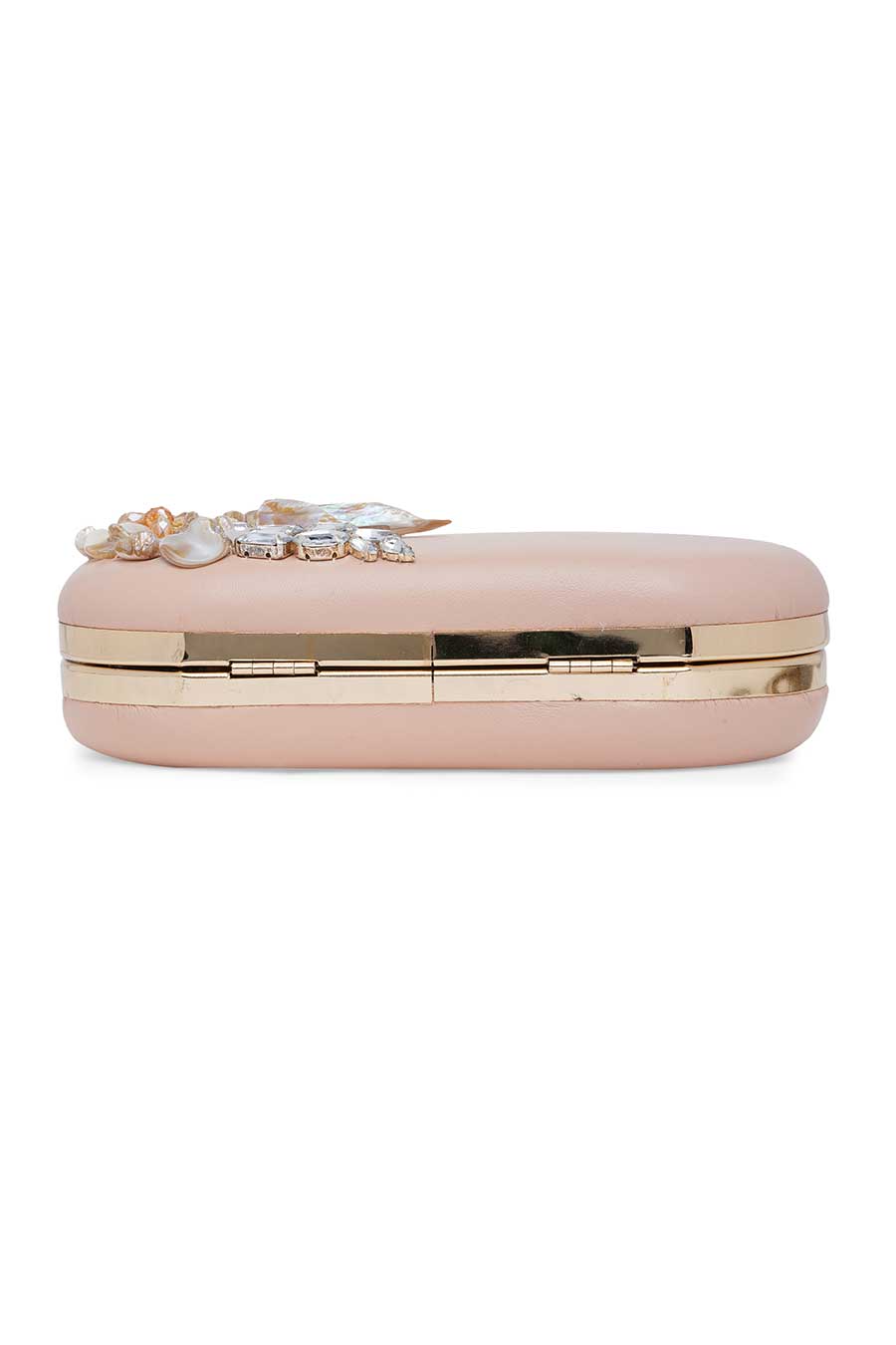 Pink Stonework Leather Clutch