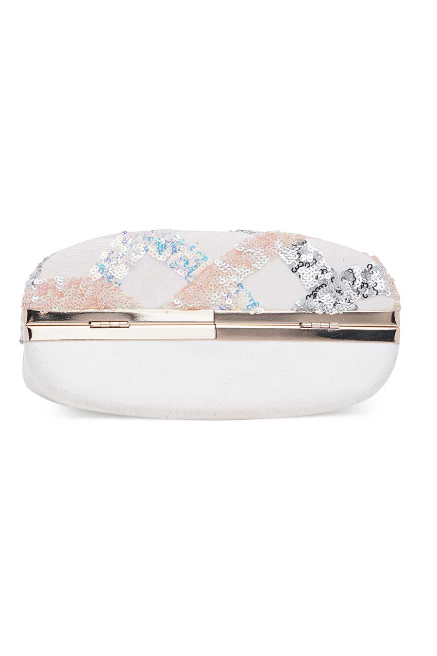 White Embroidered Purse Style Clutch