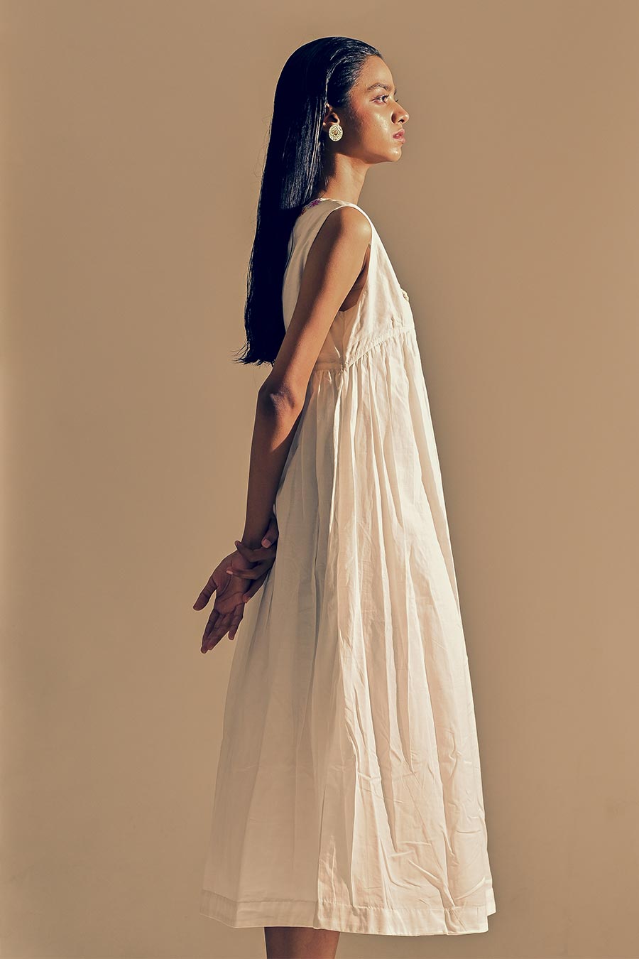 Basra Gathered Midi Dress