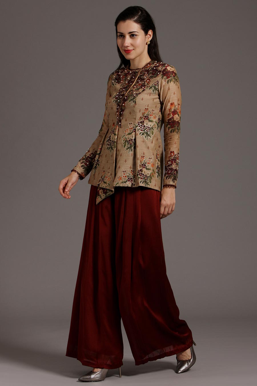 Embroidered Chanderi Top & Palazzo Set
