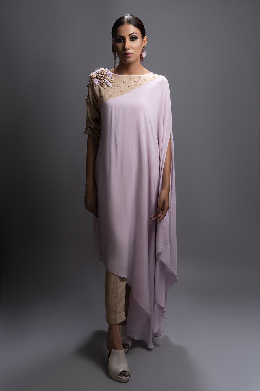 Lavender Drape Tunic & Pants Co-Ord Set