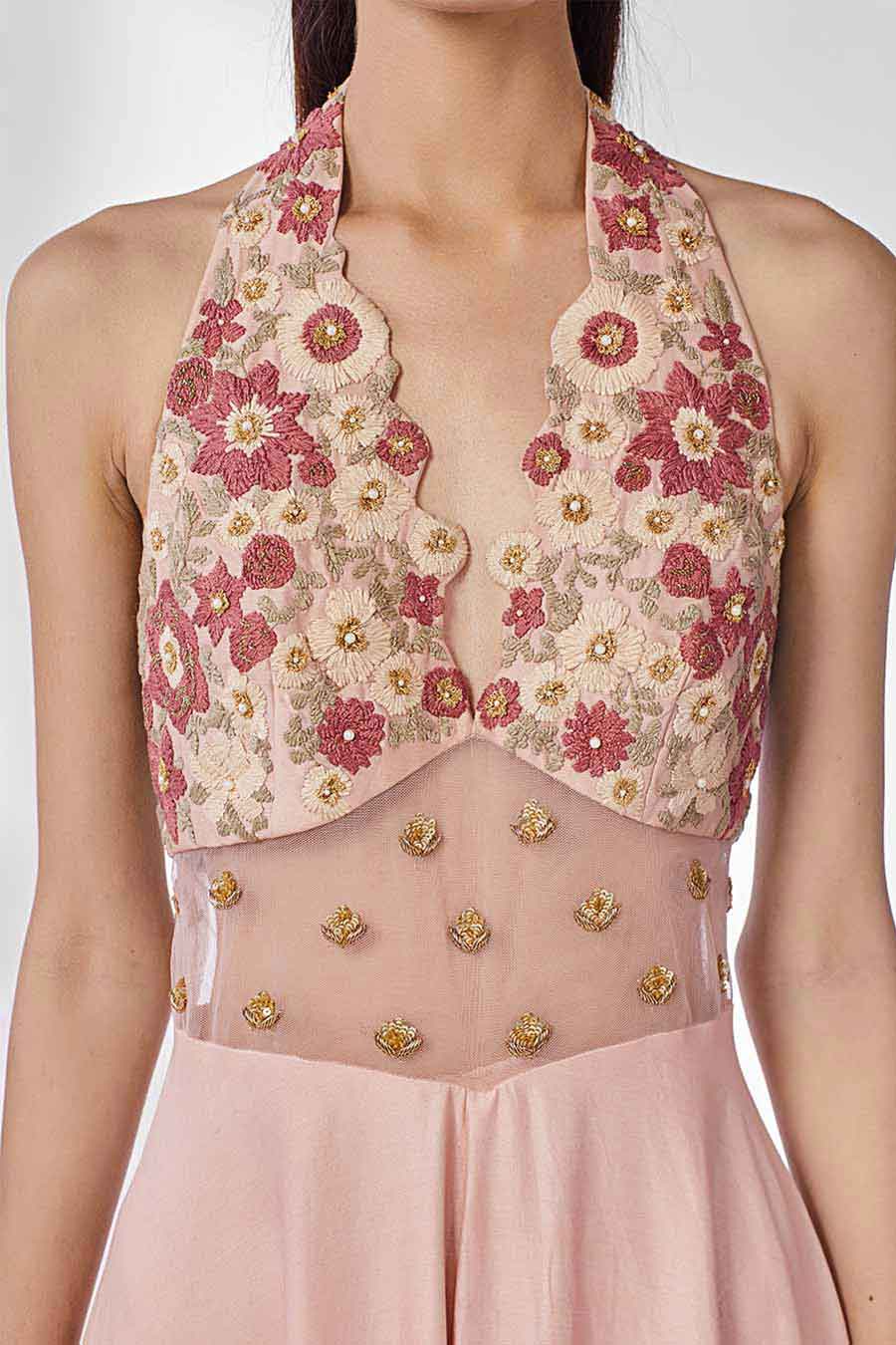 Pink Ombre Embroidered Jumpsuit
