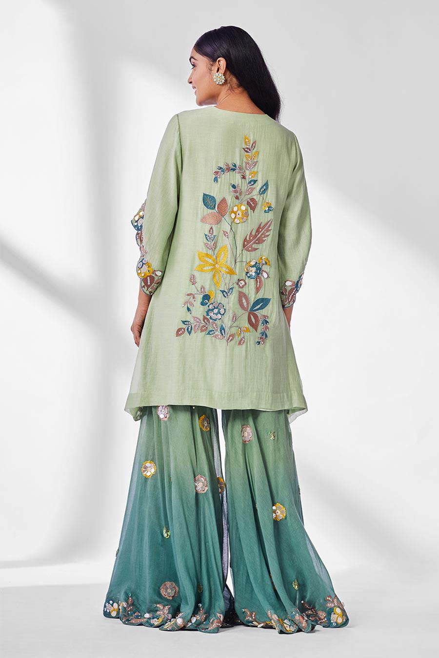 Green Ombre Gypsy Shirt & Gharara Set (Set of 2)