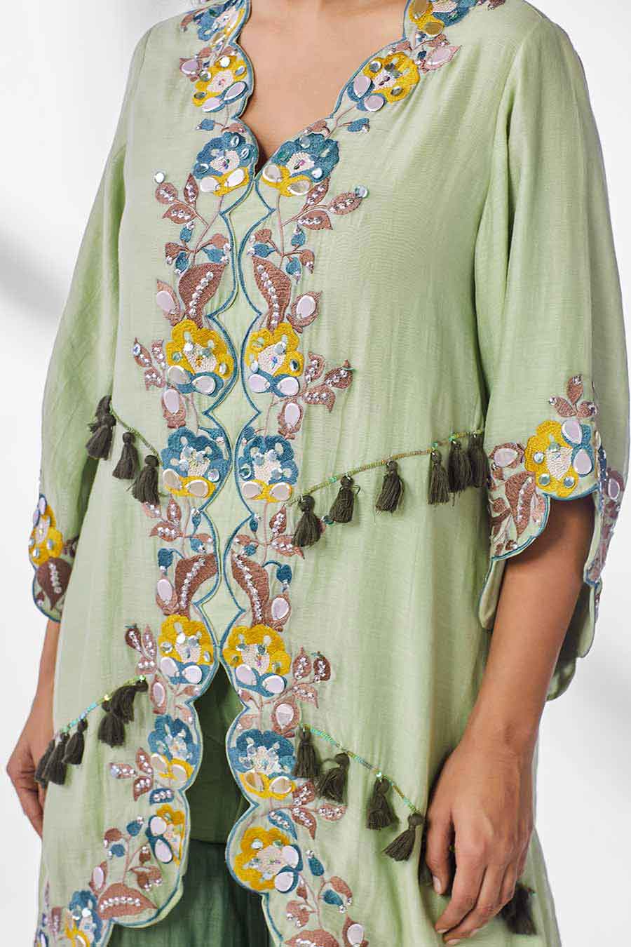 Green Ombre Gypsy Shirt & Gharara Set (Set of 2)