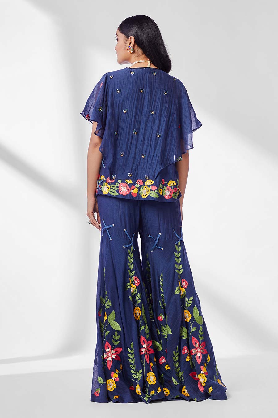 Midnight Blue Top & Gharara Set (Set of 2)