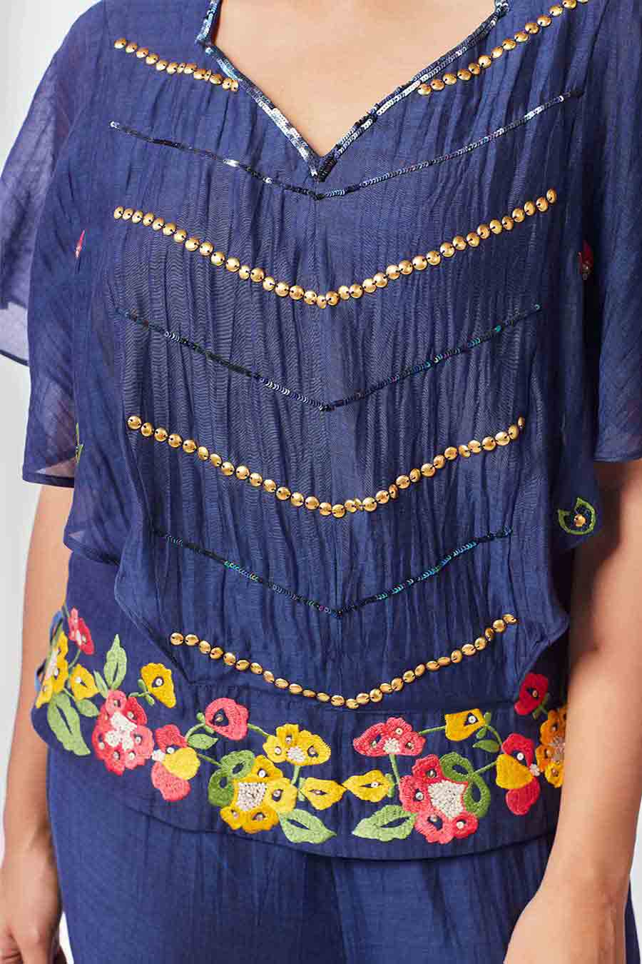 Midnight Blue Top & Gharara Set (Set of 2)