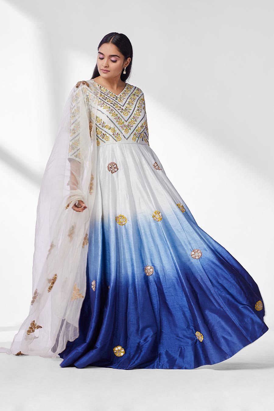 Blue Ombre Anarkali & Dupatta Set (Set of 2)