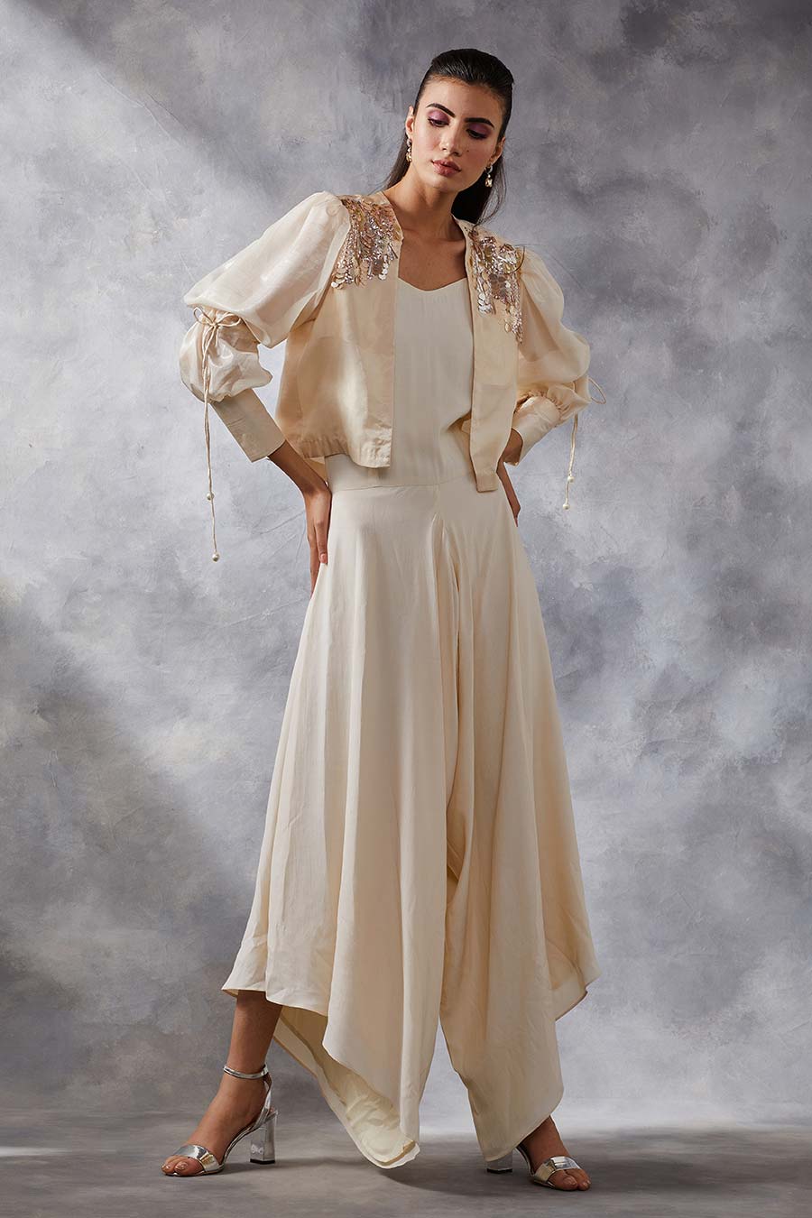 Ivory Jumpsuit & Jacket Co-Ord Set