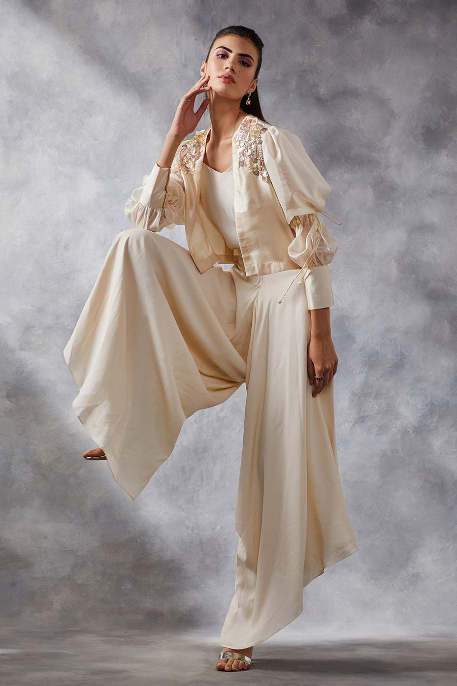 Ivory Jumpsuit & Jacket Co-Ord Set